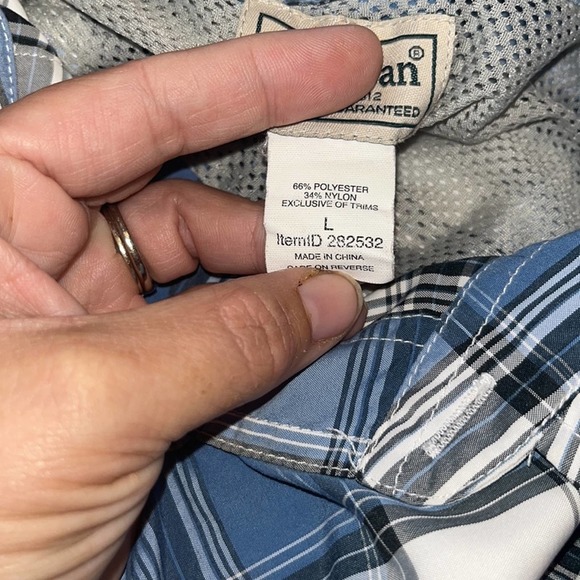 L.L. Bean Lightweight Blue and White Plaid - Picture 5 of 5